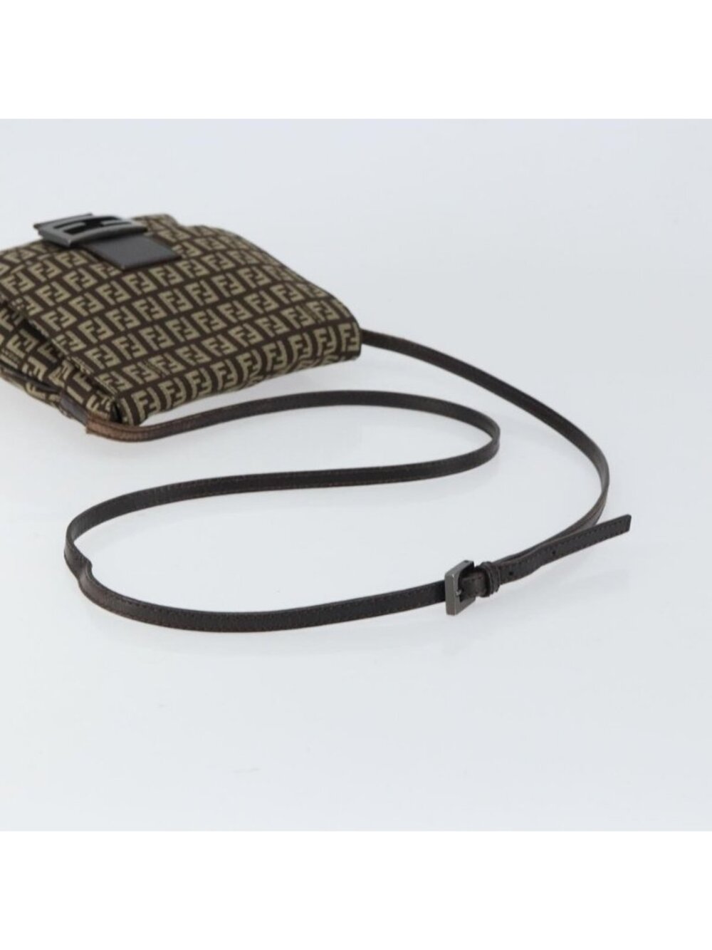 Authentic FENDI Zucchino Canvas Mamma Baguette Shoulder Bag Brown Silver - Picture 14 of 16